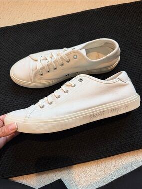 Saint Laurent White Low-Top Canvas Sneakers